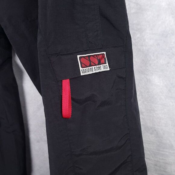 Vintage Spalding Nylon Pants Mens XL Black Cargo Relaxed Basketball Streetwear - Picture 6 of 16
